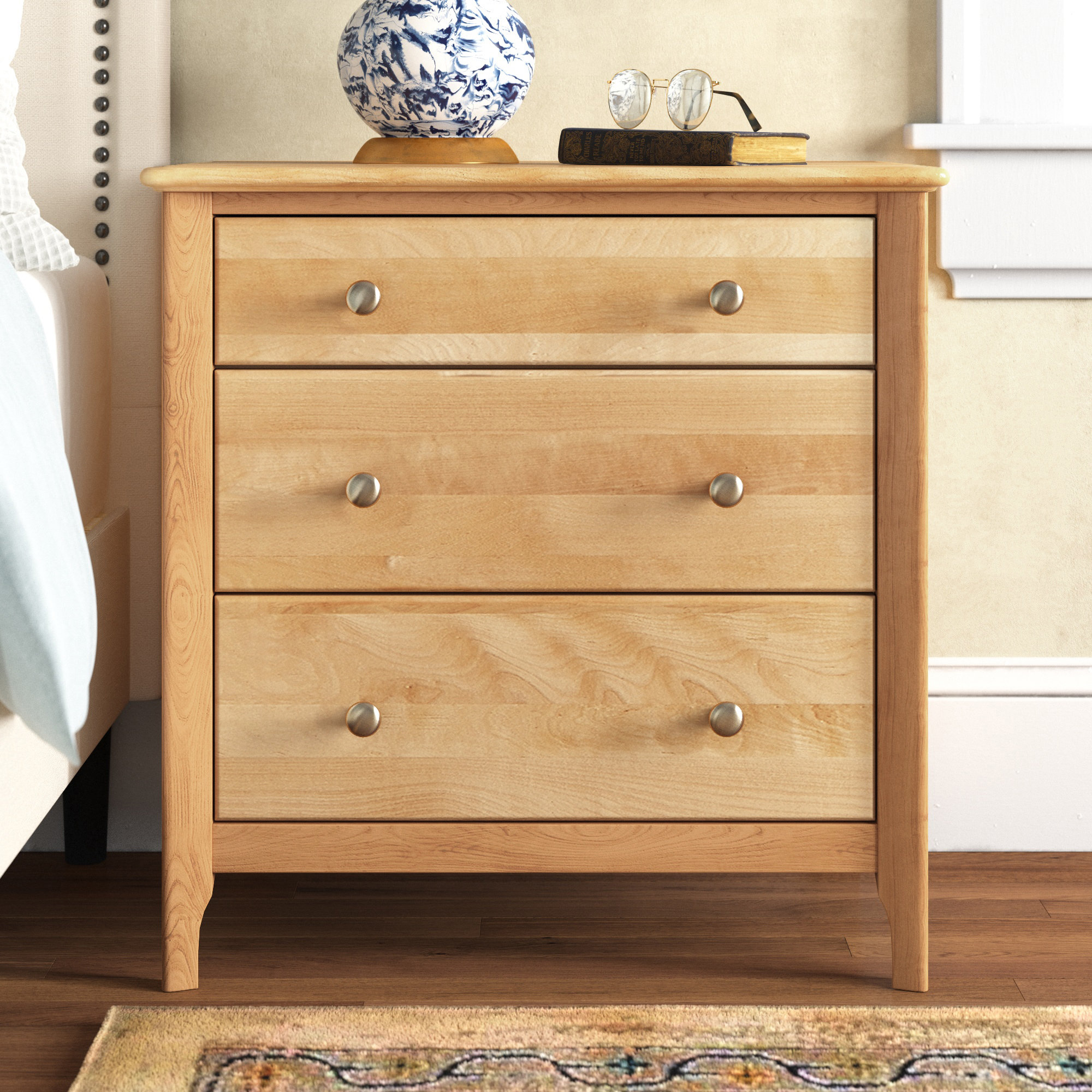 Alcott Hill Fitz 3 Drawer Nightstand in Natural Reviews Wayfair